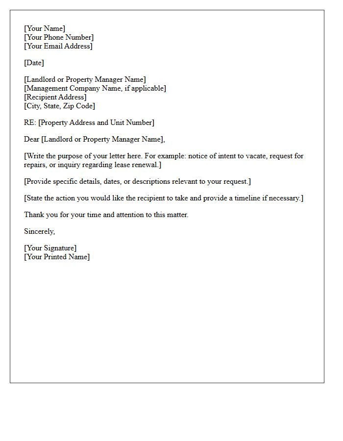Landlord or Property Manager Recipient Address