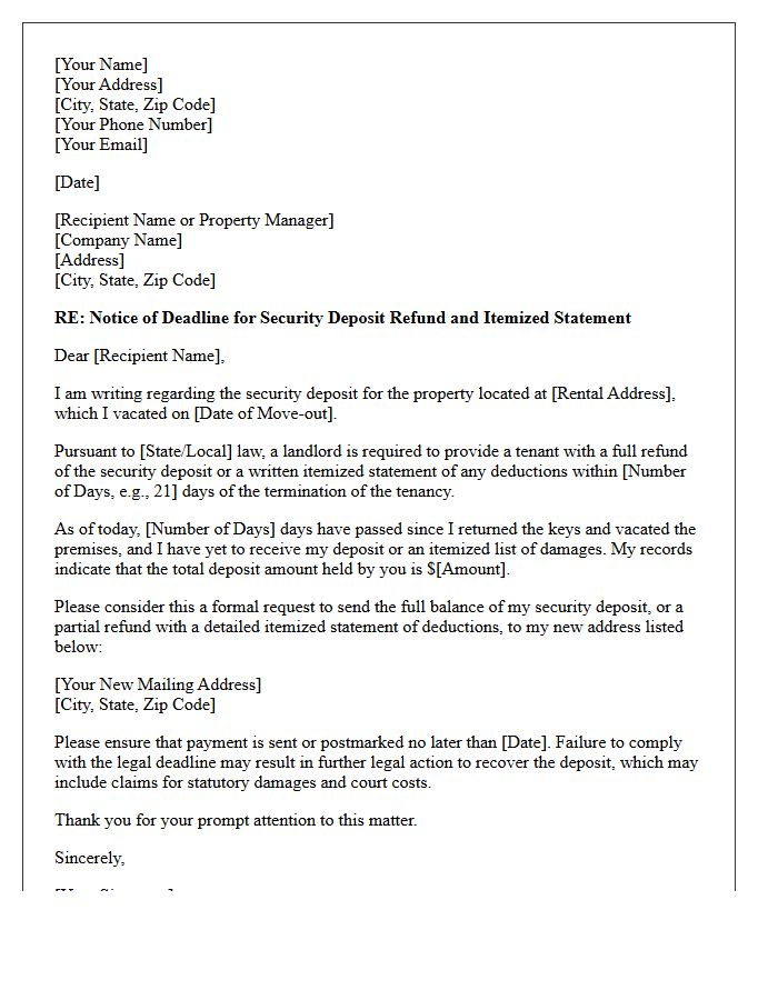 Deadline for Payment or Itemized Deductions Statement