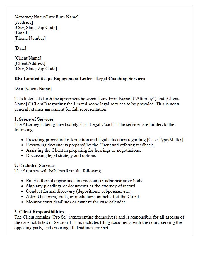 Legal Coaching Limited Scope Engagement Letter