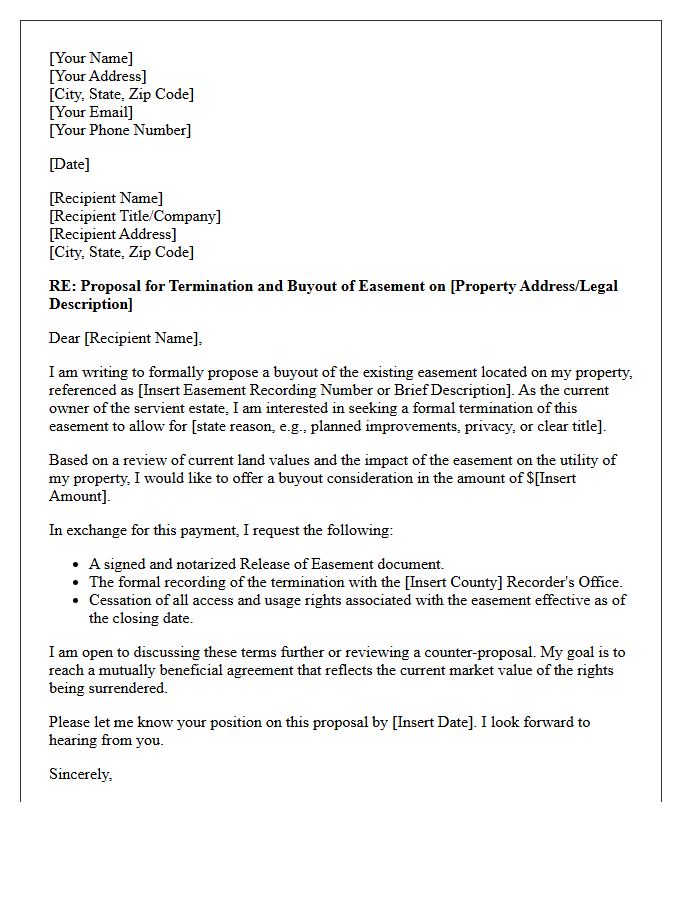 Formal Easement Buyout Negotiation Letter