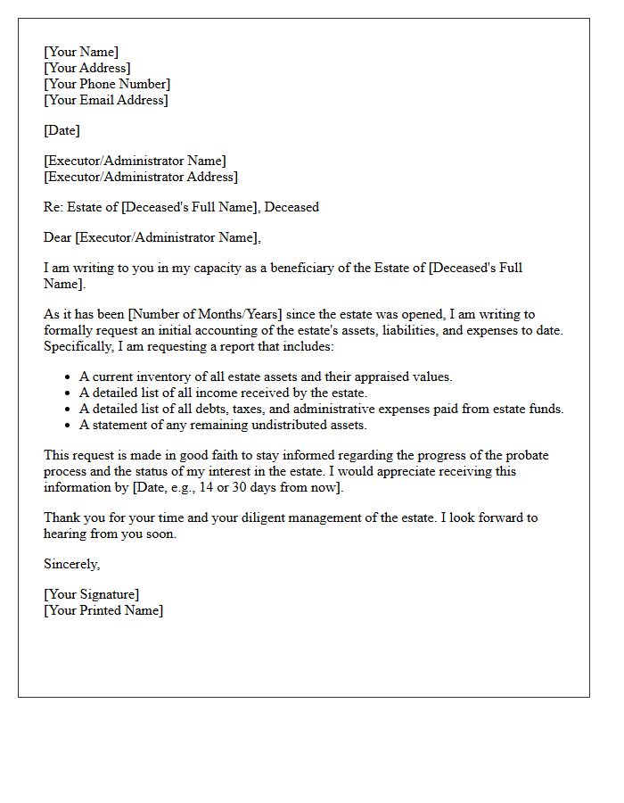 Initial Good Faith Request For Estate Accounting Letter