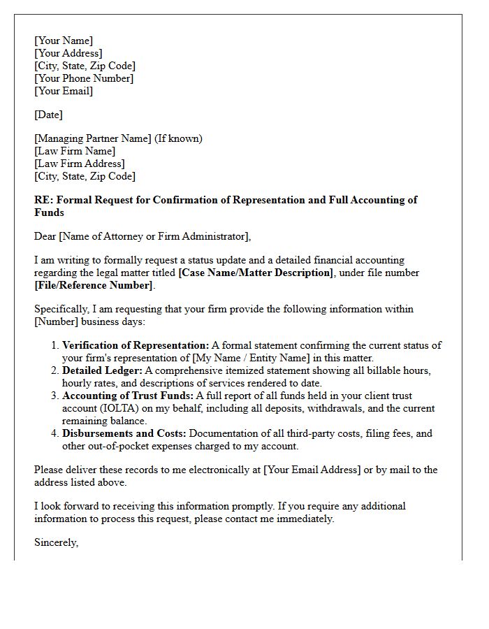 Law Firm Representation And Accounting Request Letter