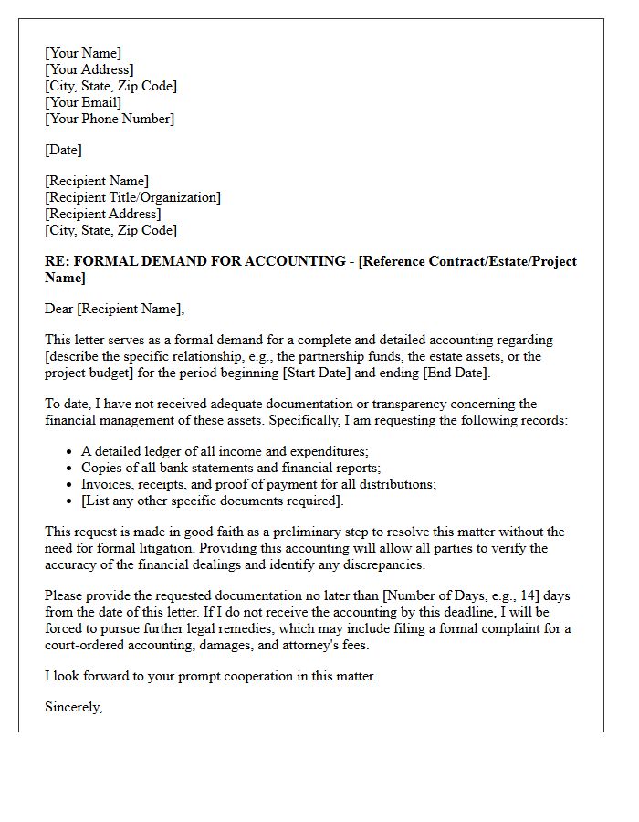 Pre-Litigation Good Faith Accounting Demand Letter