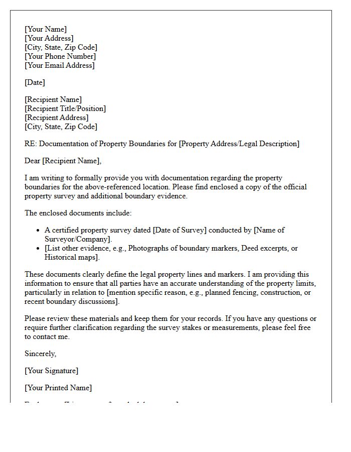 Letter Enclosing Property Survey and Boundary Evidence
