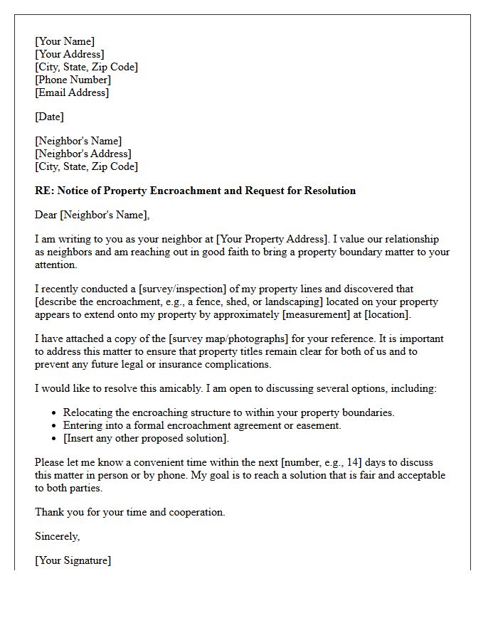 Notice of Encroachment and Good Faith Resolution Letter