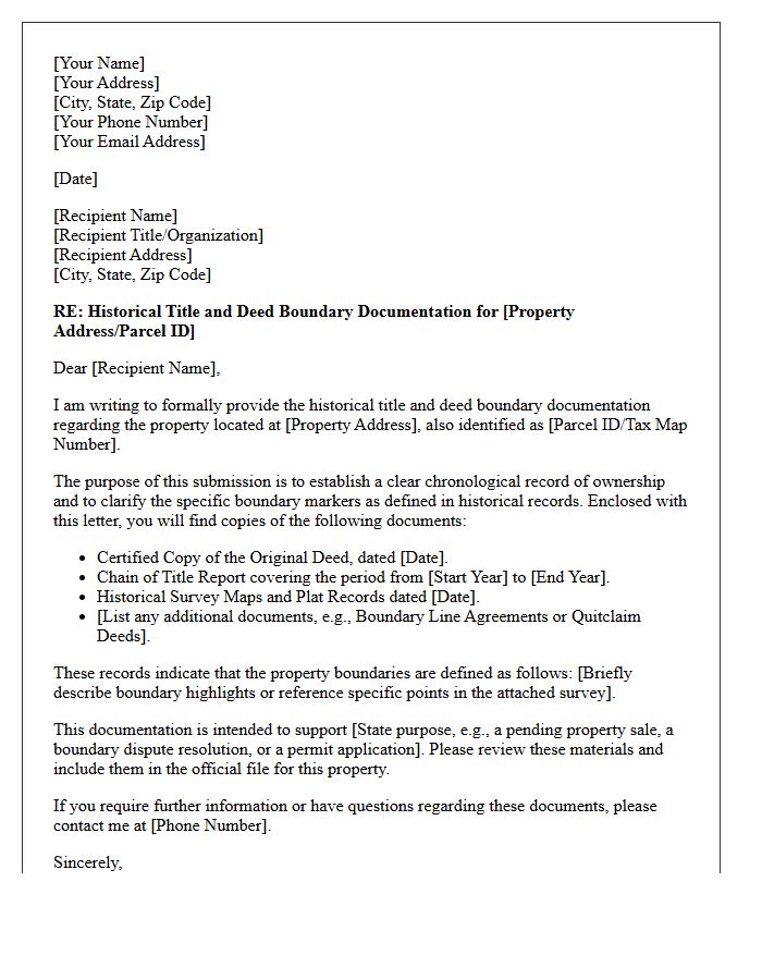 Letter Providing Historical Title and Deed Boundary Documentation
