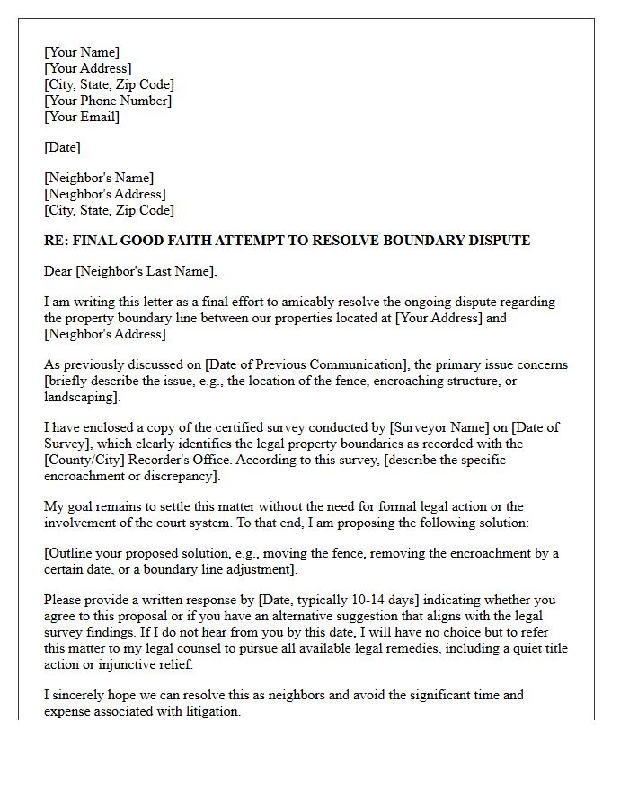 Final Good Faith Attempt Boundary Resolution Letter
