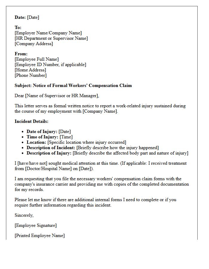 Workers Compensation Notice of Claim Letter