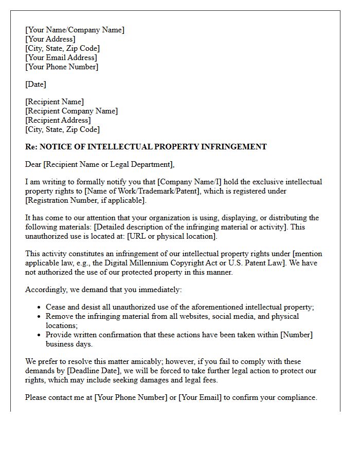 Intellectual Property Infringement Dispute Letter