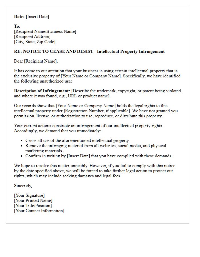 Intellectual Property Violation Warning Letter