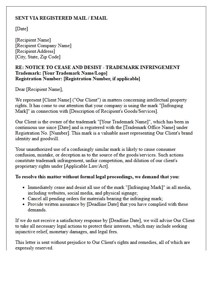 Official Law Firm Trademark Dispute Letter