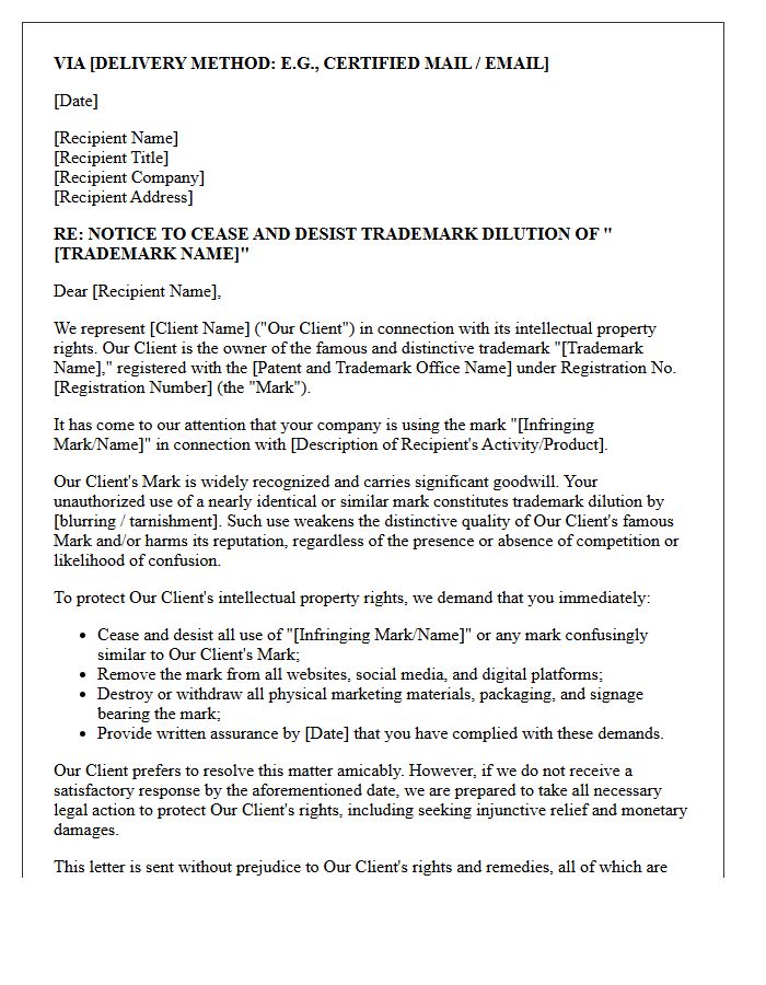 Law Firm Trademark Dilution Warning Letter