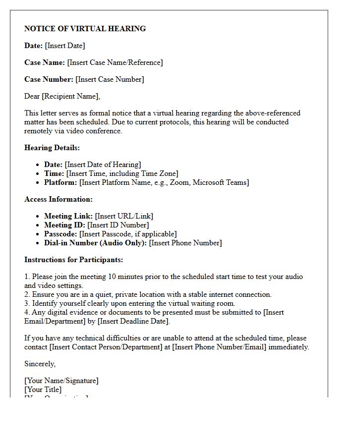 Notice of Virtual Hearing Letter