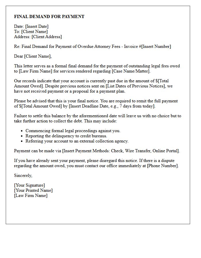 Final Demand Letter for Overdue Attorney Fees