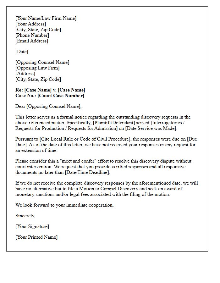 Notice of Motion to Compel Discovery Letter