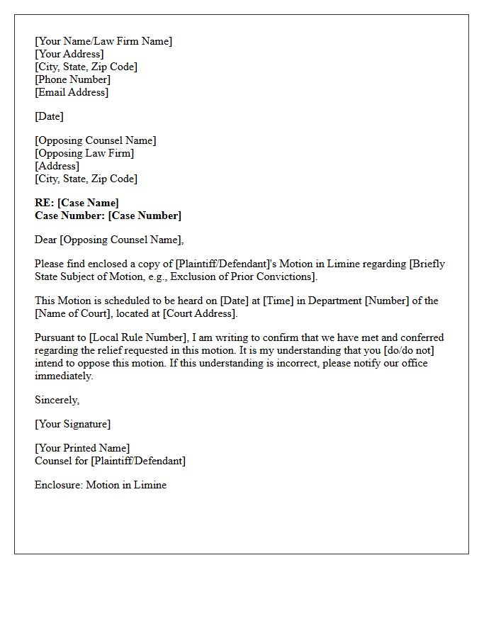 Notice of Motion in Limine Letter