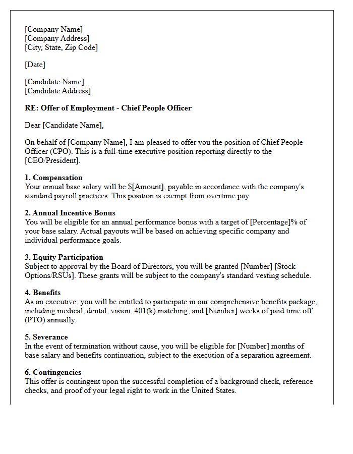 Chief People Officer Executive Offer Letter