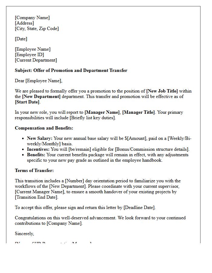 Department Transfer and Promotion Offer Letter