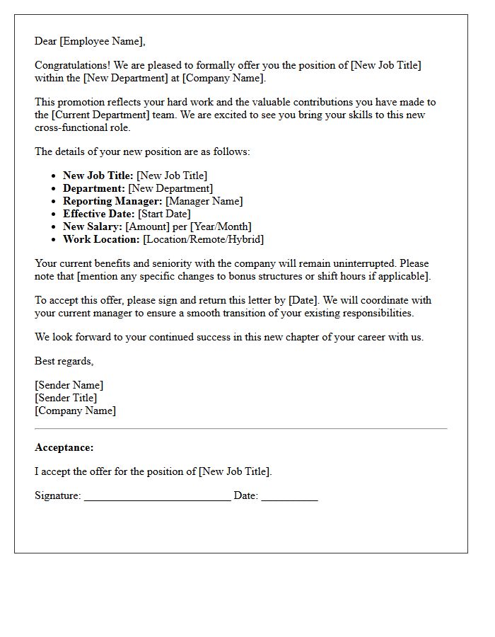 Cross-Functional Internal Promotion Offer Letter