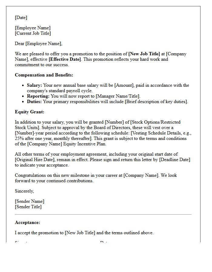Equity-Based Internal Promotion Offer Letter