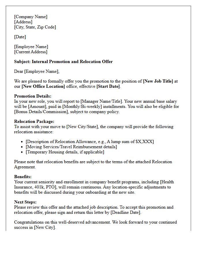 Relocation and Internal Promotion Offer Letter