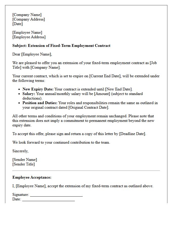 Fixed-Term Contract Extension Offer Letter