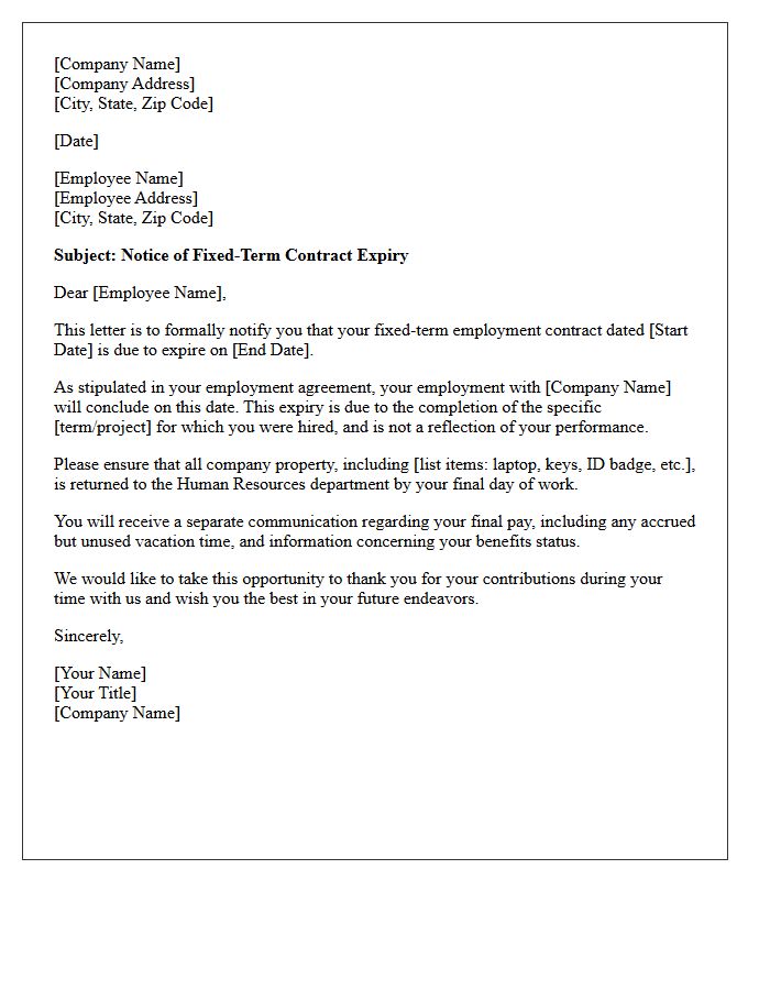 Fixed-Term Contract Expiry Notice Letter