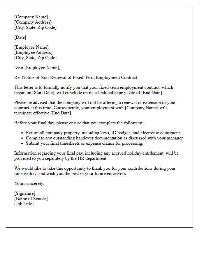 Fixed-Term Contract Non-Renewal Letter
