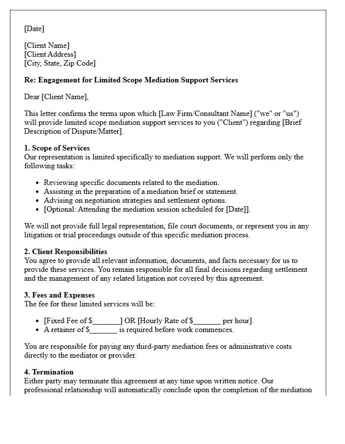 Mediation Support Limited Scope Engagement Letter