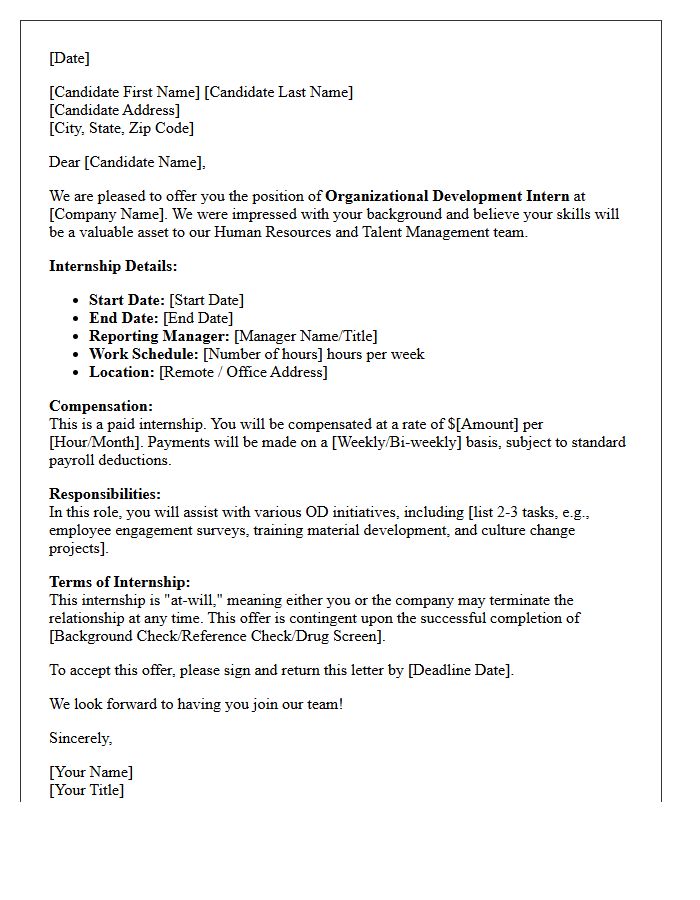 Organizational Development Paid Internship Offer Letter