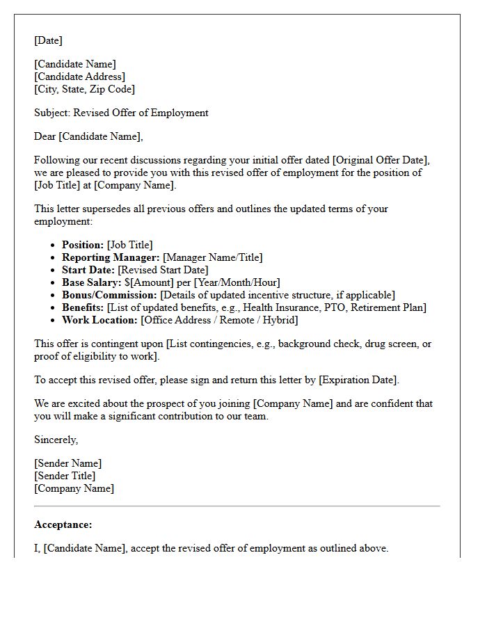 Revised Employment Offer Letter