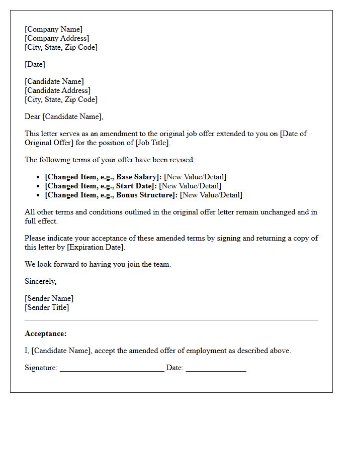 Amended Job Offer Letter