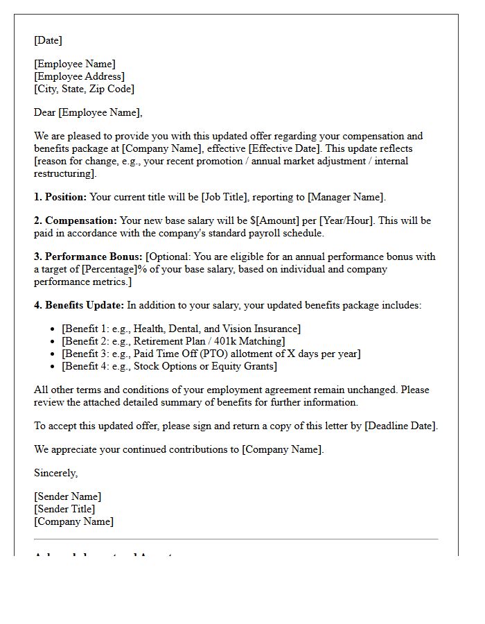 Updated Compensation And Benefits Offer Letter