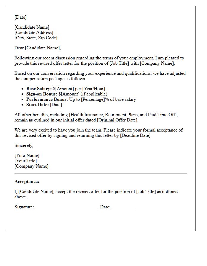Negotiated Salary Revised Offer Letter