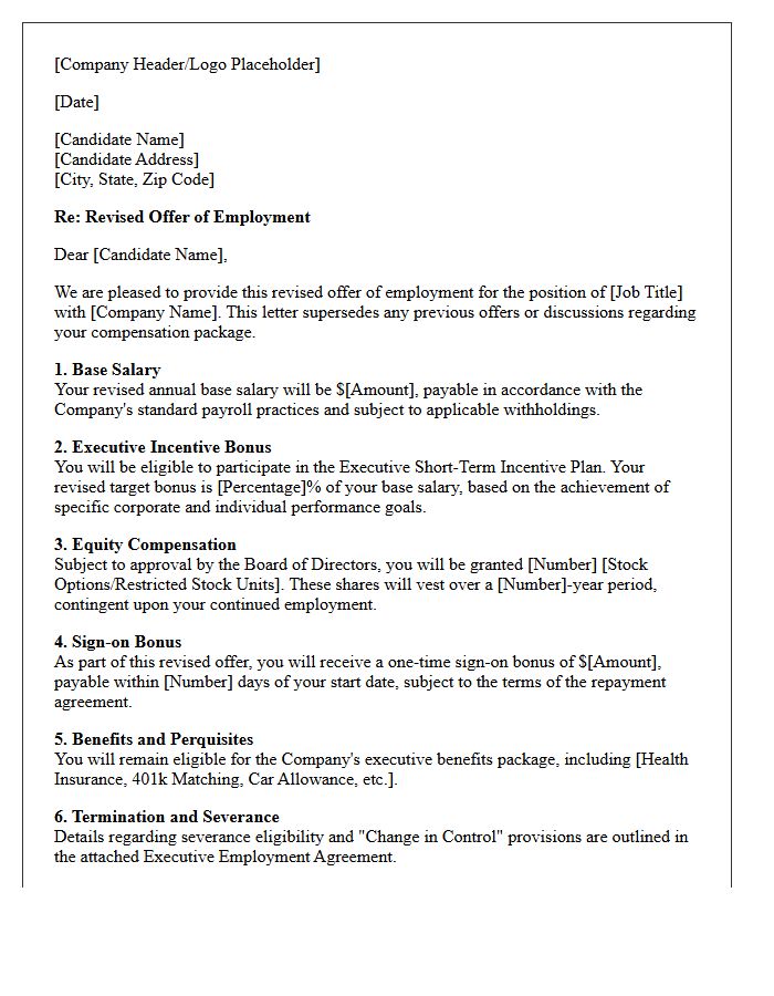 Revised Executive Compensation Offer Letter