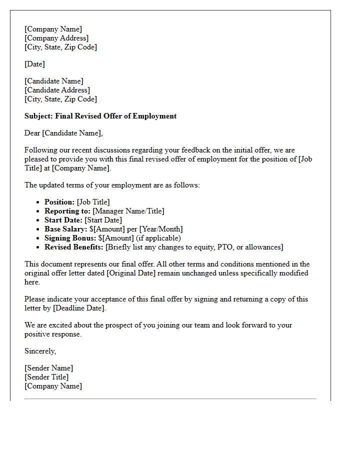 Final Revised Employment Offer Letter