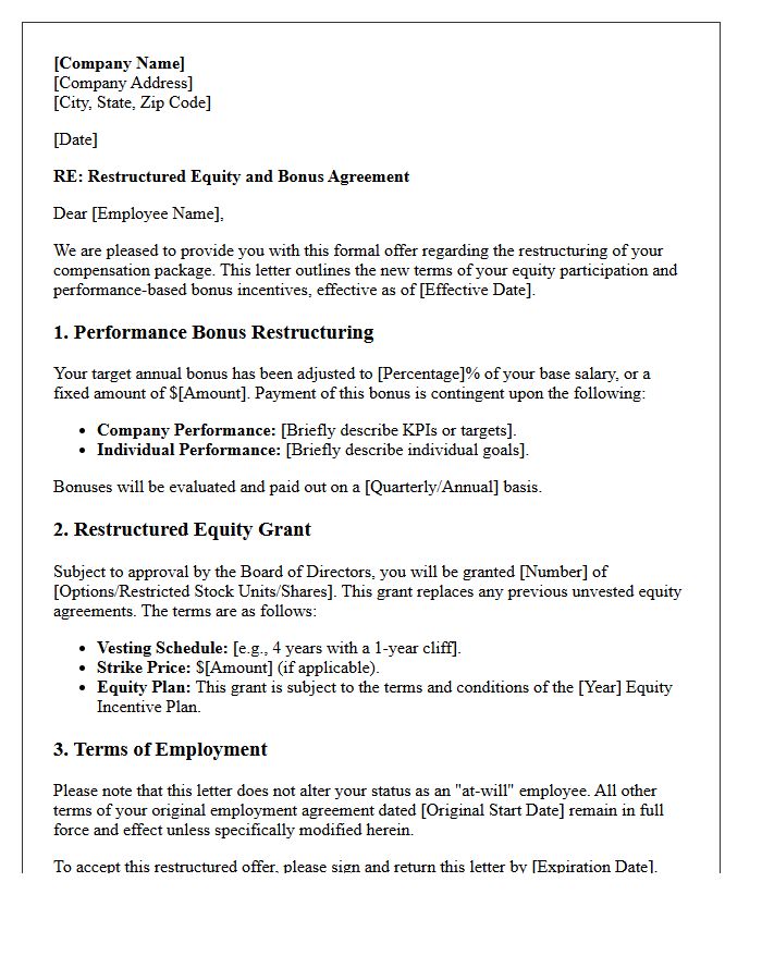 Restructured Equity And Bonus Offer Letter