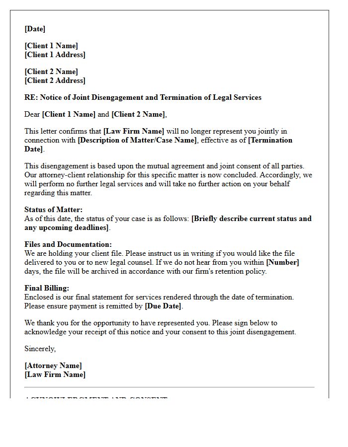 Joint Consent Disengagement Letter For Legal Services