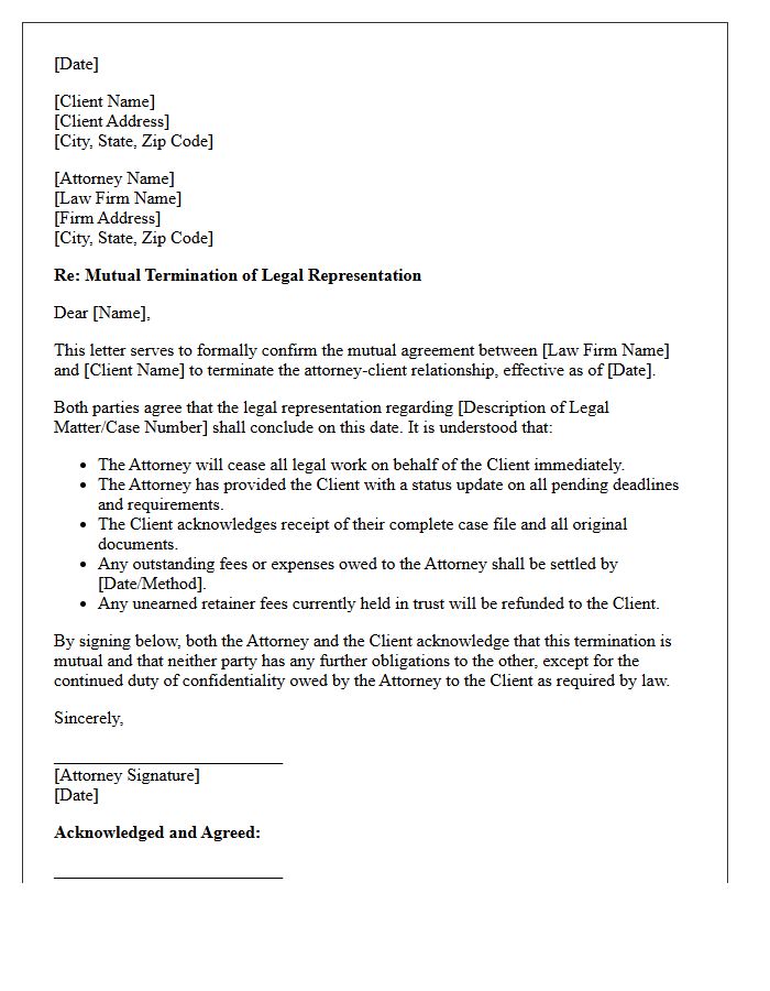 Mutual Termination Of Attorney-Client Relationship Letter
