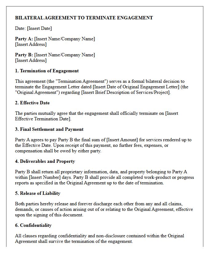 Bilateral Agreement To Terminate Engagement Letter