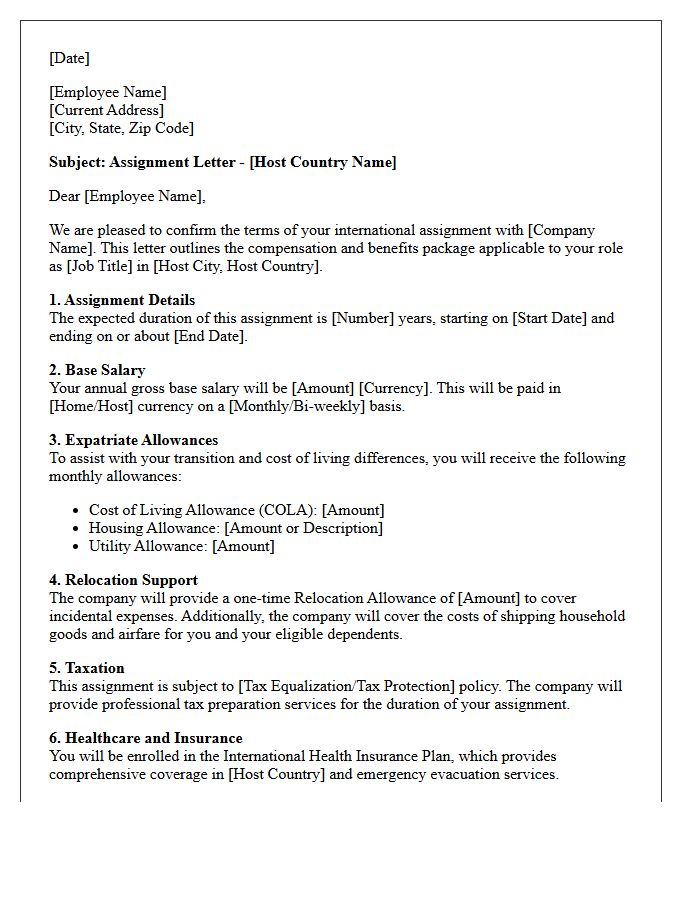 Expatriate Compensation and Benefits Letter