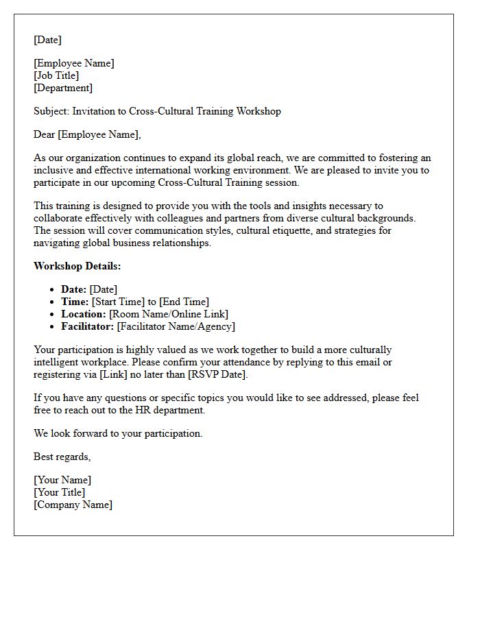 Cross-Cultural Training Invitation Letter