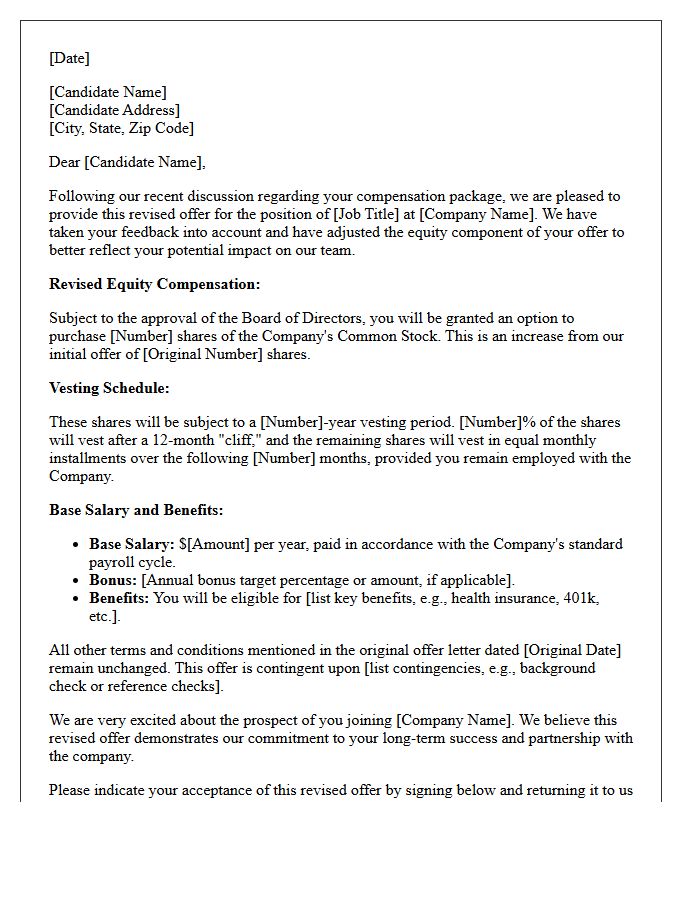 Revised Equity Negotiation Startup Offer Letter