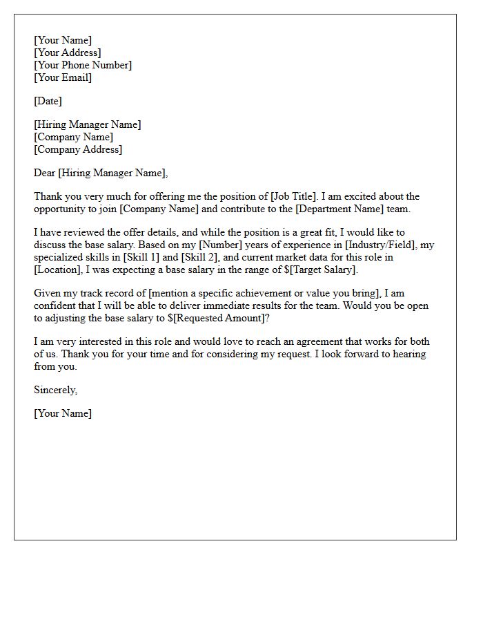 Base Salary Increase Counter Offer Letter