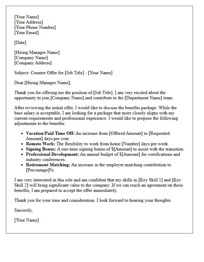 Enhanced Benefits Package Counter Offer Letter