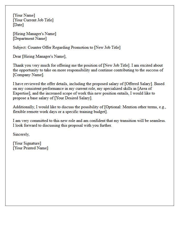 Internal Promotion Counter Offer Letter