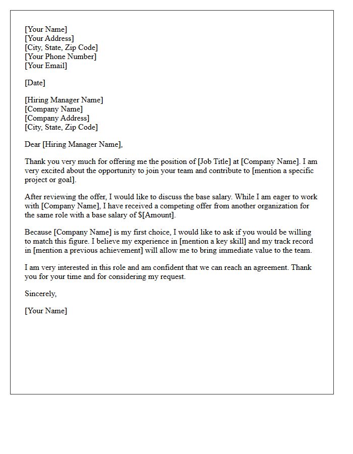 Competitor Salary Match Counter Offer Letter