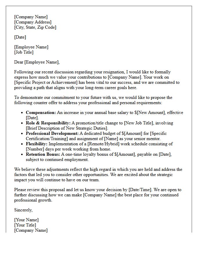 Strategic Employee Retention Counter Offer Letter