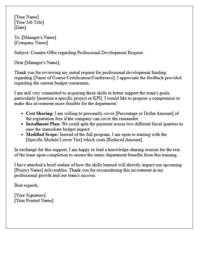 Professional Development Fund Counter Offer Letter