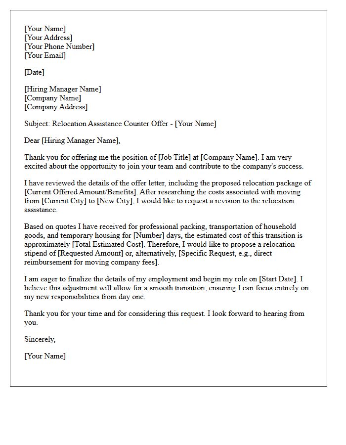 Relocation Assistance Counter Offer Letter